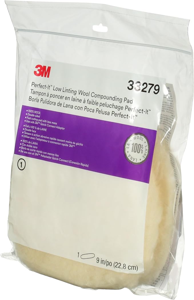 Perfect-It 3M Low Linting Wool Compounding Pad, 33279, 9 in