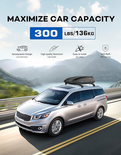 Wonderdriver Roof Rack Cross Bars 300lbs Compatible with Kia Sedona 2015-2021,Heavy Duty Aluminum Lockable Roof Rails Crossbars Cargo Canoe Black Rooftop Cargo Carrier Luggage.