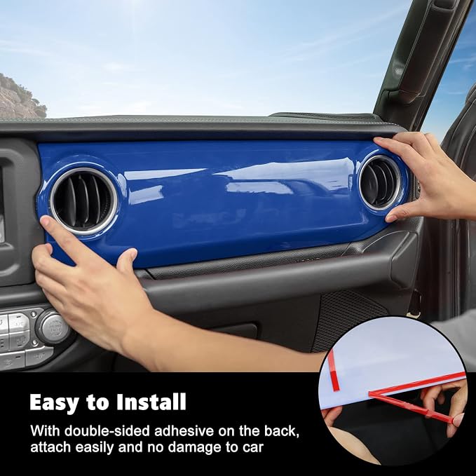 RT-TCZ Center Console Trim Cover Dashboard Control Panel Cover Decorative Interior Accessories for Jeep Wrangler JL JLU & Gladiator JT 2018-2022,Blue