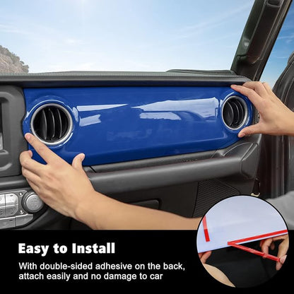 RT-TCZ Center Console Trim Cover Dashboard Control Panel Cover Decorative Interior Accessories for Jeep Wrangler JL JLU & Gladiator JT 2018-2022,Blue