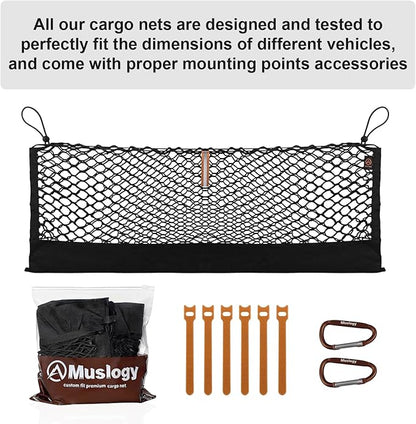 Muslogy Truck Bed Cargo Net Trunk Netting Compatible with Honda Pilot 2023-2026 | 2026+ Passport Accessories, Pickup Cargo Organizer SUV Sedan Storage Net w/Heavy Duty Carabiners