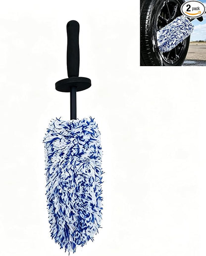 Wheel Barrel Brush, New Upgrade Car Wheel Cleaner Brush Long Handle Microfiber Wheel, Non Scratch Car Detailing Brushs for Rim Cleaning and Car Detailing (1 Pcs Blue)