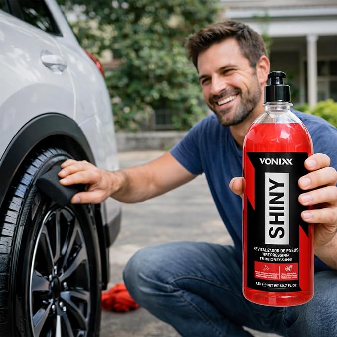 Vonixx Shiny High Gloss Tire Dressing | Long-Lasting Wet Shine, Water-Resistant, Eco-Friendly, Silicon-Based Tire Protectant | 50.7 fl oz (1.5L)