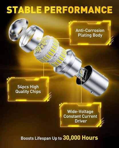AUXITO 1157 LED Bulb White, Super Bright 2057 2357 7528 BAY15D LED Light Bulbs for Backup Reverse Signal Blinker Tail Parking DRL Brake Lights, 6000K White