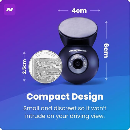 Nextbase Rear Window Camera | Compatible with 322GW, 422GW, 522GW, 622GW Dash Cams | Full Rear View Coverage, 140° Wide Angle, Magnetic Mount, 6.5m Cable, Series 2 Add-On Module
