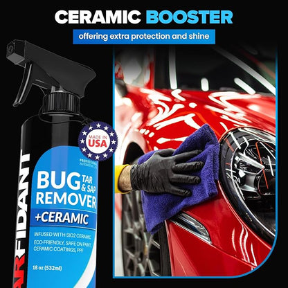 Carfidant Bug and Tar Remover for Cars Exterior with Ceramic Coating - Easily and Safely Clean Bug Splatter, Bird Poop from Paint, Plastic, Rubber, Metal, Chrome, Glass - Pre Wash for Car Detailing