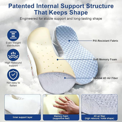 Seat Cushion for Tailbone Pain Relief, Firm Support Won't Flatten, Adds 2–3" Height, X-Large Cushion for Long Sitting, Office Chair, Car Seat & Work from Home (Blue)