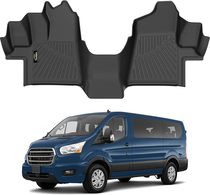 Floor Mats Custom for Ford Transit 2015-2021 150/250/350/350HD w/Carpet Flooring (Not for Transit Connect Models) All Weather TPE Rubber 1st Row Anti-Slip Floor Liners for Transit Accessories