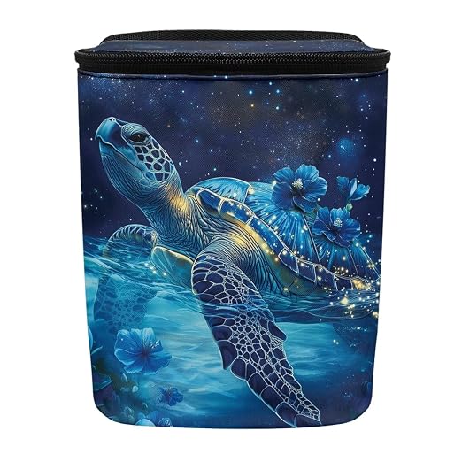 Talayituse Turtle Daisy Galaxy Print Car Trash Bin, Large Size Auto Trash Can Adjustable Portable Garbage Can with Lid, Vehicle Hanging Bag for Headrest Front Back Seat