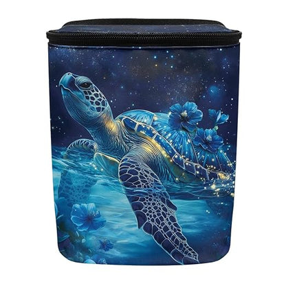 Talayituse Turtle Daisy Galaxy Print Car Trash Bin, Large Size Auto Trash Can Adjustable Portable Garbage Can with Lid, Vehicle Hanging Bag for Headrest Front Back Seat