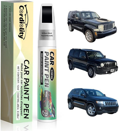 Car Touch Up Paint Brilliant Black Pearl(PXR/AXR) for Jeep, Color Accurate Car Scratch Repair Remover Pen Fix Auto Paint Chips and Nicks