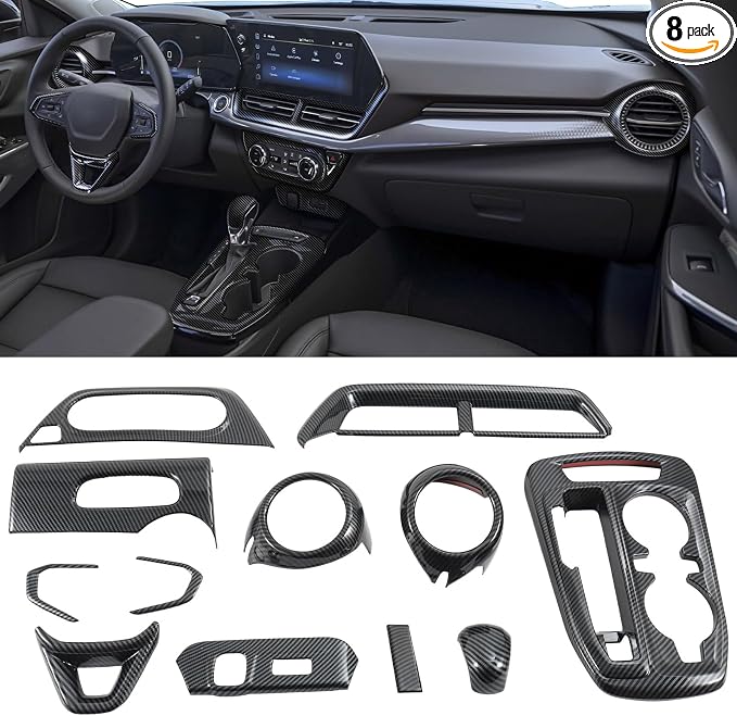 Interior Trim for Chevy Trax 2024-2026 Carbon Fiber Gear Shift Panel with Steering Wheel Trim AC Vent Cover