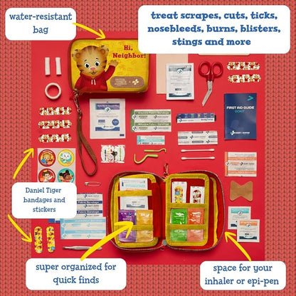 KeepGoing Daniel Tiger’s Travel First Aid Kit for Kids – 130 Pc. for Car, Home, Purse, Diaper Bag & Backpack with Latex-Free Bandages - Mini First Aid Kit Travel Size TSA-Approved