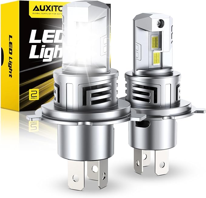 AUXITO H4 9003 HB2 Bulbs, 80000LM 6500K Cool White, Super Bright 15X Halogen, Plug and Play CANbus Ready No Flicker, Pack of 2