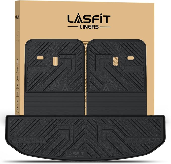 LASFIT Cargo Mat & Backrest Mats for Kia Sorento 2026 2025 2024 2023 2022 2021, All Weather TPE Custom Fit Cargo Liners Trunk Mat & SeatBack Mats Accessories for Kia Sorento 2021-2026, Black
