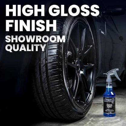 LANE'S Super Blue Tire Dressing Spray | High-Gloss Car Tire Shine Spray | No Sling, No Run, Long Lasting | Protects from Cracks & UV Rays | Non-Greasy Automotive Dressing & Cleaner | 16oz