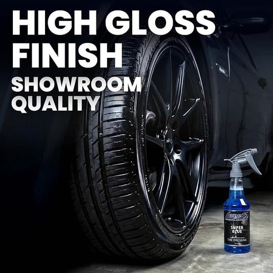 LANE'S Super Blue Tire Dressing Spray | High-Gloss Car Tire Shine Spray | No Sling, No Run, Long Lasting | Protects from Cracks & UV Rays | Non-Greasy Automotive Dressing & Cleaner | 16oz