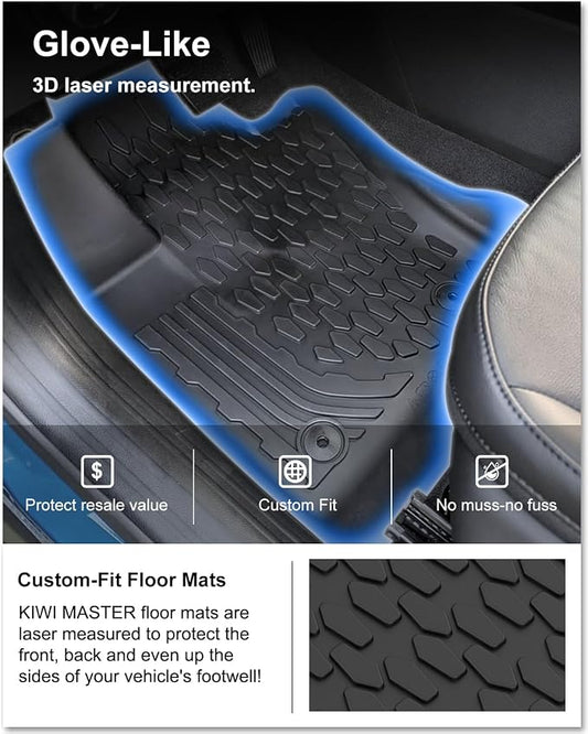 KIWI MASTER Floor Mats & Cargo Mat for 2017-2026 Jeep Compass, OEM Replacement ‎82214651 ‎82214666, Custom Fit All Weather Car Mats, Heavy Duty TPE Floor Liners, Front & Rear & Trunk Mat Set, Black