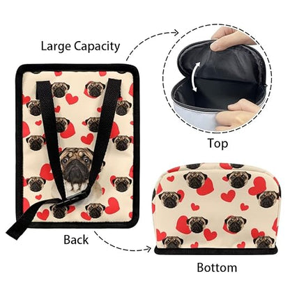 Talayituse Pug Dog Pattern Car Trash Can, Portable Auto Garbage Bin Multifunctional Vehicle Interior Accessories with Adjustable Straps Universal Fit Truck SUV Sedan