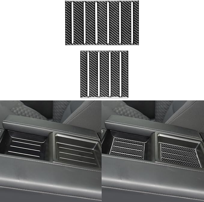 NVCNX Real Premium Carbon Fiber for Toyota Tundra 2022-2026 2023 2024 2025 SR5/Limited/SR Car Center Console Armrest Organizer Insert Mat Cover Interior Trim Accessories Overlay Sticker Decal 2PCs
