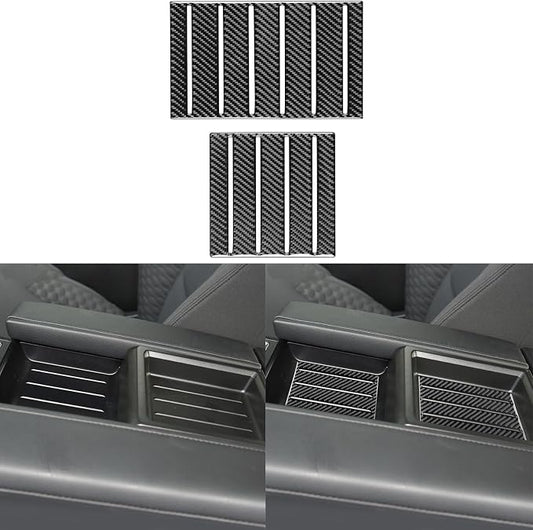 NVCNX Real Premium Carbon Fiber for Toyota Tundra 2022-2026 2023 2024 2025 SR5/Limited/SR Car Center Console Armrest Organizer Insert Mat Cover Interior Trim Accessories Overlay Sticker Decal 2PCs