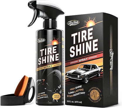 toretark Ceramic Tire Shine Spray — High-Gloss Wet Look Tire Coating with Ultra-Dense Nylon Brush Applicator, UV Protection, Long-Lasting Shine for Car Truck RV Motorcycle (16 Fl Oz)
