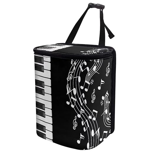 Talayituse Music Note Piano Key Print Car Trash Can with Lid, Leak Proof Auto Trash Bag Hanging Vehicle Garbage Can Multipurpose Storage Container for Back Seat Road Trip