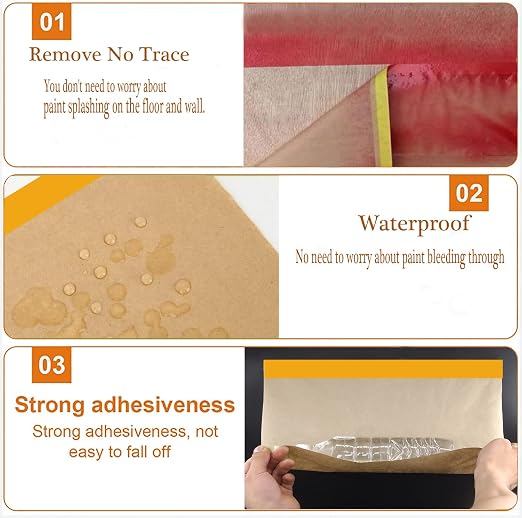 Pre-Taped Paint Masking Paper and Masking Tape Sets, 22inch-50feet Painters Paper and Painters Tape, Automotive Paint Paper, Tape and Drape Waterproof for Painting Protection Covering (10)