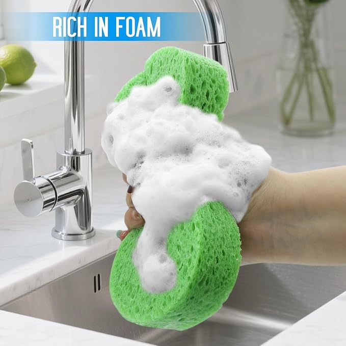 3PCS Car Wash Sponge, Heavy Duty Car Sponges for Washing, Car Accessories Large Sponges for Cleaning, Automotive Cleaning Supplies, Eco Friendly Sponge (7.68 x 3.74 x 1.38 Inch), Green