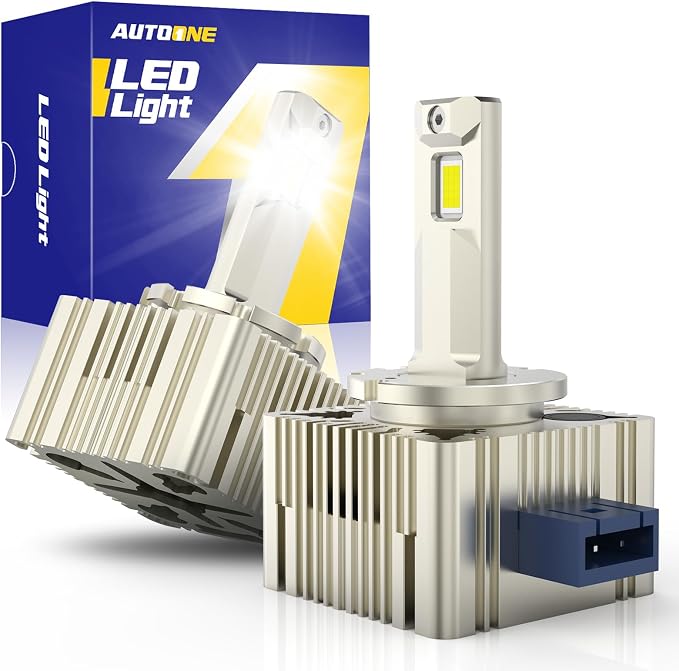 AUTOONE 2025 D1S LED Bulb, 34000 Lumens 10 Times Brighter, 6000K Diamond White D1S Bulb, 120W 66144 66140 85140 85415 Xenon Factory Replacement Bulbs, UV Resistant, Easy installation,
