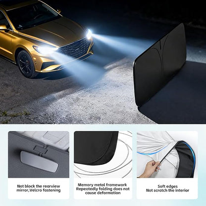 Windshield Sun Shade for Hyundai Sonata 2015-2026 Sunshade 300T Windshield Cover Protector Blocks UV Rays Custom Fit Sonata Front Window Shades Windshield Accessories Keep Cool Foldable
