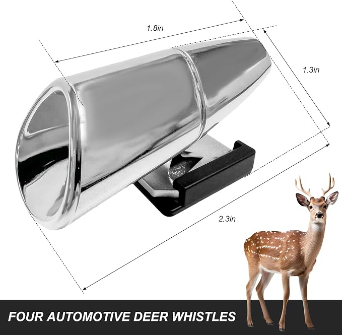 4 PCS Deer Whistles for Car, Wind Activated Deer Warning Whistle with Self-Adhesive, Waterproof Ultrasonic Animal Alert Avoid Collisions for Most Vehicles, Car Accessories (Silver)