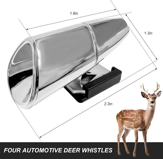 4 PCS Deer Whistles for Car, Wind Activated Deer Warning Whistle with Self-Adhesive, Waterproof Ultrasonic Animal Alert Avoid Collisions for Most Vehicles, Car Accessories (Silver)
