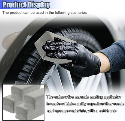 Suede Microfiber Applicator Pad, Multi-Purpose Ceramic Spray Coating Sponge Pads, Car Detailing Sponge for Car Paint, Metal, Plastic Trim, Applying Wax, Sealants, Other Conditioners (4PCS)