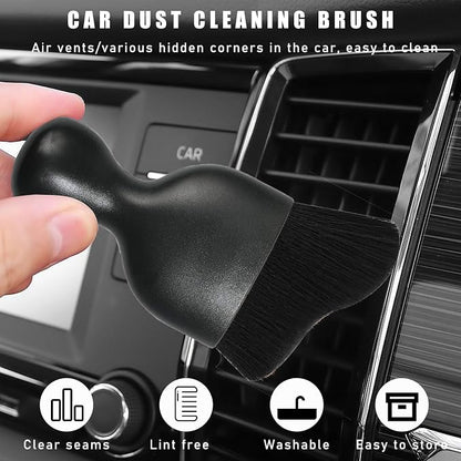 Dickno 2PCS Car Interior Dust Brush, Soft Scratch Free Auto Detailing Brushes, Universal Vehicle Interior Cleaning Tool for Automotive Dashboard, Air Vents, Leather (Black)