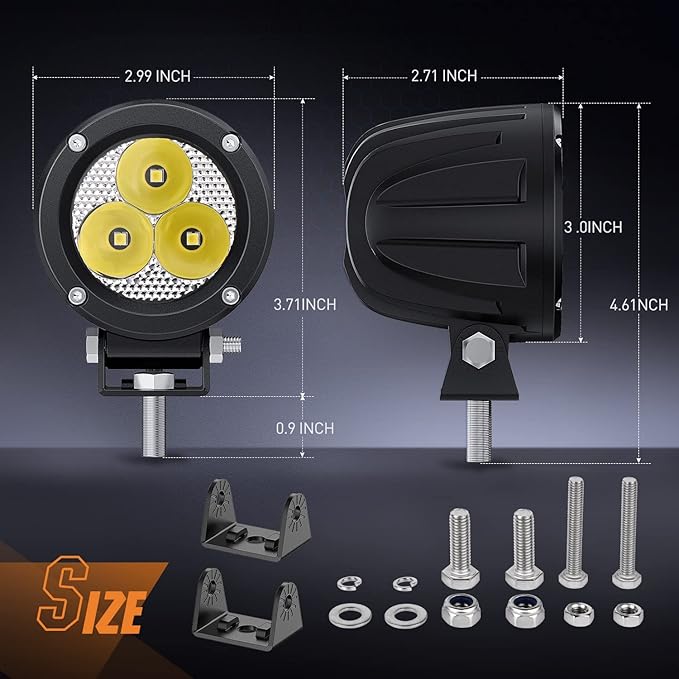 Nilight 3Inch Round Motorcycle Led Light Pods 2PCS Spot Led Fog Light 1550LM Built-in EMC Offroad Driving Auxiliary Ditch Light for Motorbike SUV ATV Truck Boat Tractor Forklift