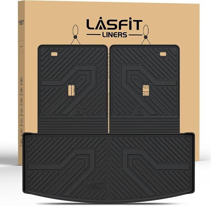 LASFIT Cargo Mat for Ford Explorer 2020-2025 2026 Trunk & Backrest Liner, Custom Fit All Weather Protector Split Design Easy Installation Trunk with Seatback Mat Accessories, 1pc Black