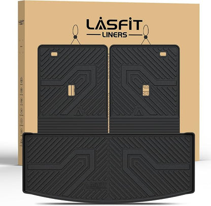 LASFIT Cargo Mat for Ford Explorer 2020-2025 2026 Trunk & Backrest Liner, Custom Fit All Weather Protector Split Design Easy Installation Trunk with Seatback Mat Accessories, 1pc Black