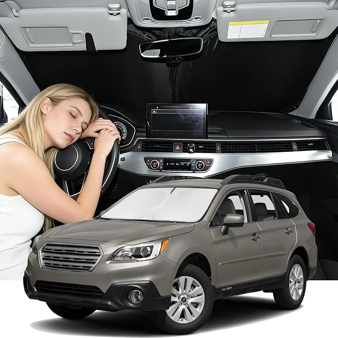 Windshield Sunshade for Subaru Outback 2010-2014 Sun Shade Car Windshield Upgrade 4 Layers Custom Fit Outback Car Window Shade Windshield Sun Visor Blocks UV Rays Keep Cool Foldable Car Accessories