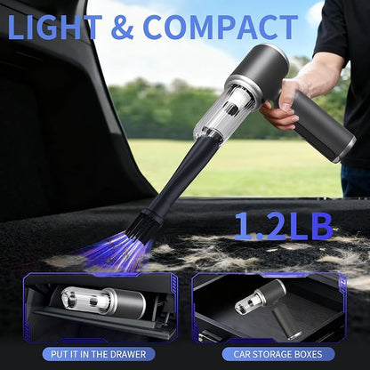 2 in 1 Handheld Car Vacuum Portable Cordless, 2 Speed Handheld Vacuum 25000PA High Power Air Blower & Pump & Air Duster, Mini Hand Held Vacuum Rechargeable for Home, Car, Office, Pet Hair