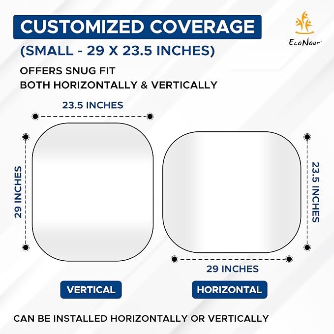 EcoNour 2-Piece Foldable Car Front Window Sun Shade, 240T Polyester, UV Protection & Heat Blocker, Windshield Shade, Durable Design, Upgraded Universal Fit – (29" L x 23.5" W)