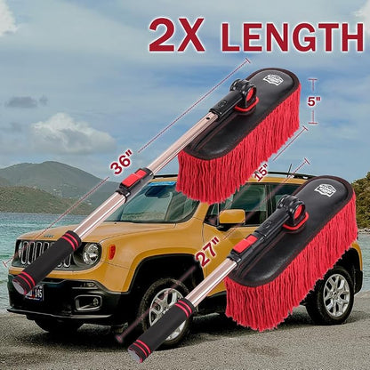 Car Cleaning Supplies Duster, Exterior Scratch Free, Soft Brush Kit for Truck SUV RV Motorcycle, Wax Cotton Hair, Extendable Handle, Dust Removing No Lint, Gifts for Men Women