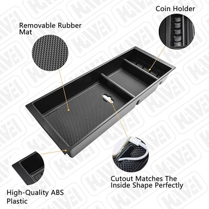 HGWEI Center Console Organizer Compatible with Ford F150 2015-2020, 2017-2022 F250 F350 F450, 2018-2024 Expedition Accessories, Insert Tray Armrest Storage Box, Full Console w/Bucket Seats ONLY, Black