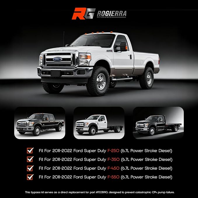 Rogierra CP4 Disaster Prevention Bypass Kit for 2011-2022 Ford F250 F350 F450 F550 Super Duty 6.7L, Replaces CP4-6.7F-BP-G2.1 & 7031190