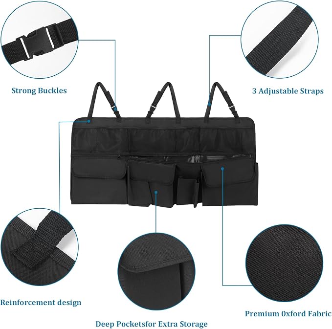 Car Trunk Organizer, Upgraded Version Expand Space Hanging Trunk Organizer with Adjustable Straps, Collapsible Waterproof Suv Trunk Organizers, Sturdy Space Saver Frees for SUV, Truck