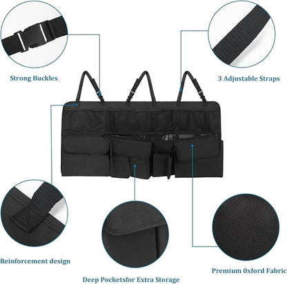 Car Trunk Organizer, Upgraded Version Expand Space Hanging Trunk Organizer with Adjustable Straps, Collapsible Waterproof Suv Trunk Organizers, Sturdy Space Saver Frees for SUV, Truck