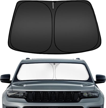 ARISMOTOR Windshield Sun Shade for Jeep Grand Cherokee/Grand Cherokee L 2011-2026, Custom Fit Foldable Front Window Sunshade Sun Visor Protector, Block UV Rays Keep Your Car Cooler