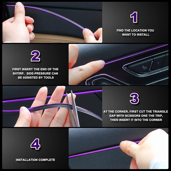 Frienda 25 Pack Universal Car Vent Trim Strips and Cup Mats Set 20 Pcs 16 Feet Air Conditioner Outlet Decor with Installation Tool 4 Pcs Non Slip Cup Holders Mats DIY Trim Accessories(Purple)