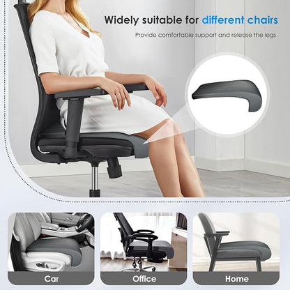 FLORICH Car Seat Extender Leg Extender Support Cushion for Driver Seats Office Chair, Leather Carseat Leg Support for Long Drivers Universal Car Seat Cushion Legs Rest Pads-Deep Grey