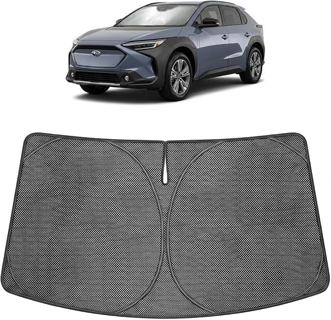 Proadsy Windshield Sun Shade Custom Fit Subaru Solterra 2023-2026 Ice Crystal Black Front Window Sunshade UV and Heat Blocker Foldable Visor Keeps Car Cooler for Summer Parking and Daily Use